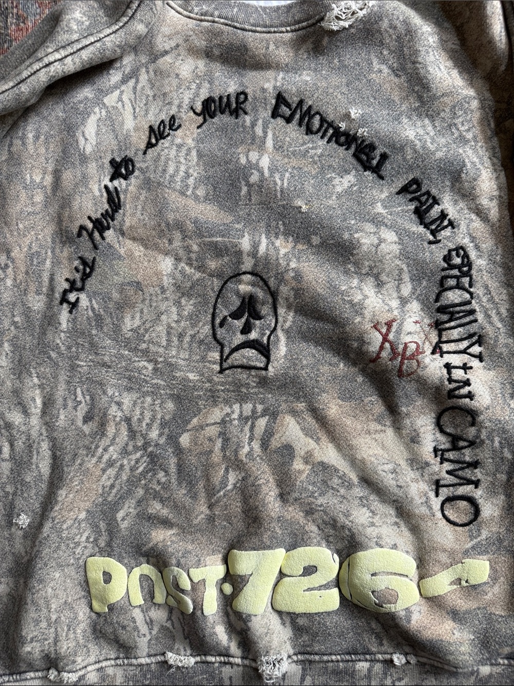 PALY Distressed Camo Crewneck Sweatshirt - Light Gray - Picture 3 of 7